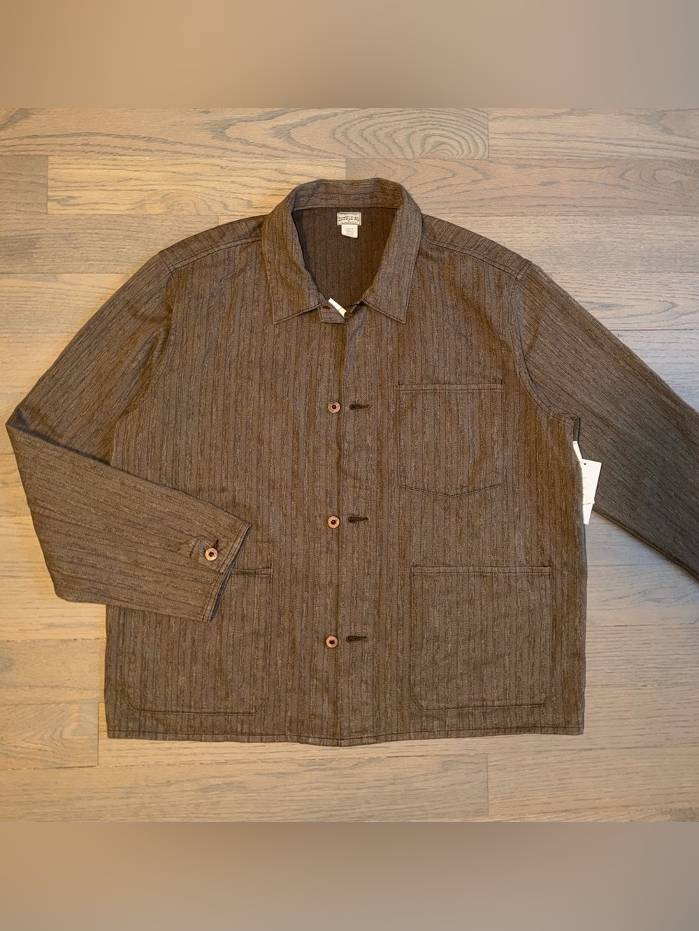 Ralph Lauren Double RL Striped Jaspe Herringbone Chore Jacket VintageGrey NWT XL